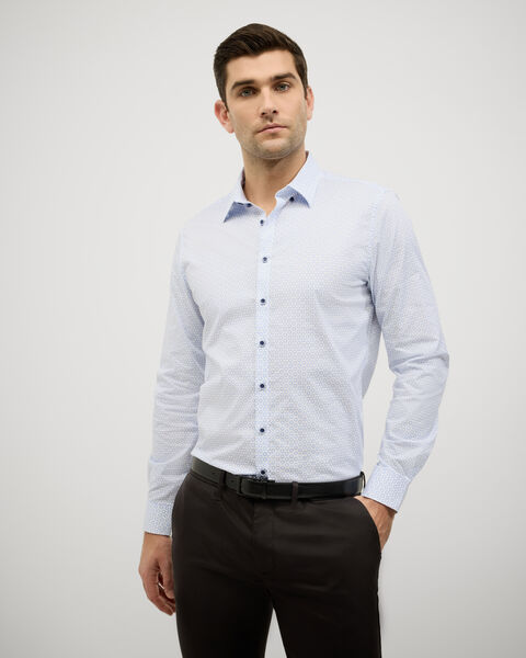Geo print Long Sleeve Shirt, Blue, hi-res